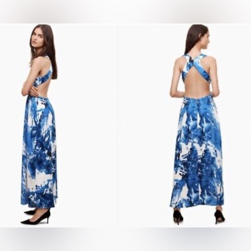 Aritzia Talula Peekaboo Maxi Dress - blue/white - XS